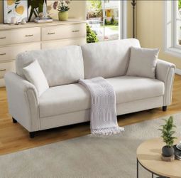 Open box IULULU 81.5" Modern Sofas Living Room, Fabric Comfy Deep Seat Couch with Metal Legs and 2 Pillow