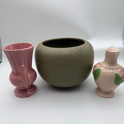Lot of three vintage pottery pieces (for garden, home or decor)