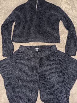 Black Knit Sweater and Pants Set