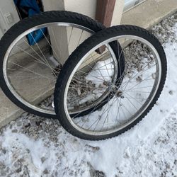 26 Inch Tires And Rims for Ten Speed Bike. All In really Good Condition. Matched Set of Schwin  Wheels And Tires.