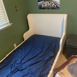 Twin Size Bed and Cali King headboard 