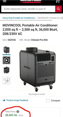 NEW GRAINGER MOVINCOOL PORTABLE 36,000 BTU COMMERCIAL A/C UNIT
