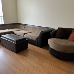 Sectional with Swivel Chair And Ottoman 