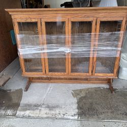 Shelving W Base Cabinet. Glass Doors 