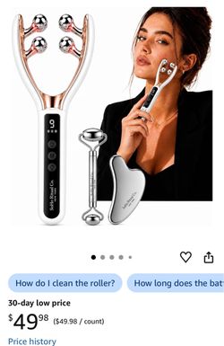 Facial Massager Set, Rechargeable Face Massager with Stainless Steel Roller & Gua Sha, 9 Intensity Levels, Face & Neck Beauty Tool Kit, Skin Care Gift