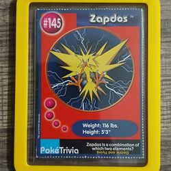 Vintage 1999 Burger King Pokémon Promotional "Poké Trivia"  The legendary Zapdos