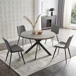 Round Gray Dining Table