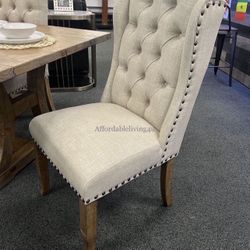 Beige Wingback Dining Chairs Set Of 2 Brand New In Box 