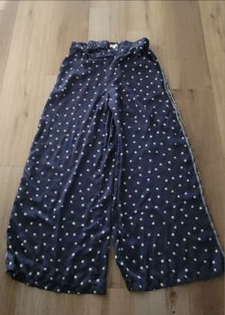 Navy Wide-Leg Floral Print Pants