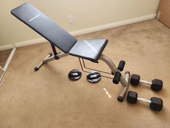 Weight Bench and 30lb Dumbells