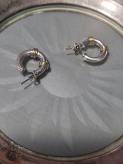 Silver sterling and Gold Two-Tone Hoop Earrings