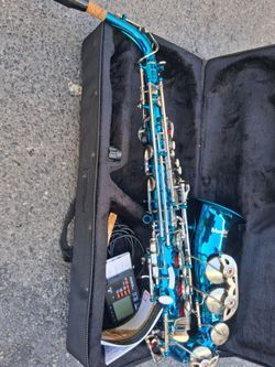 Mendini by Cecilio MAS-SB Sky Blue Alto Saxophone with protective case and Tuner included.