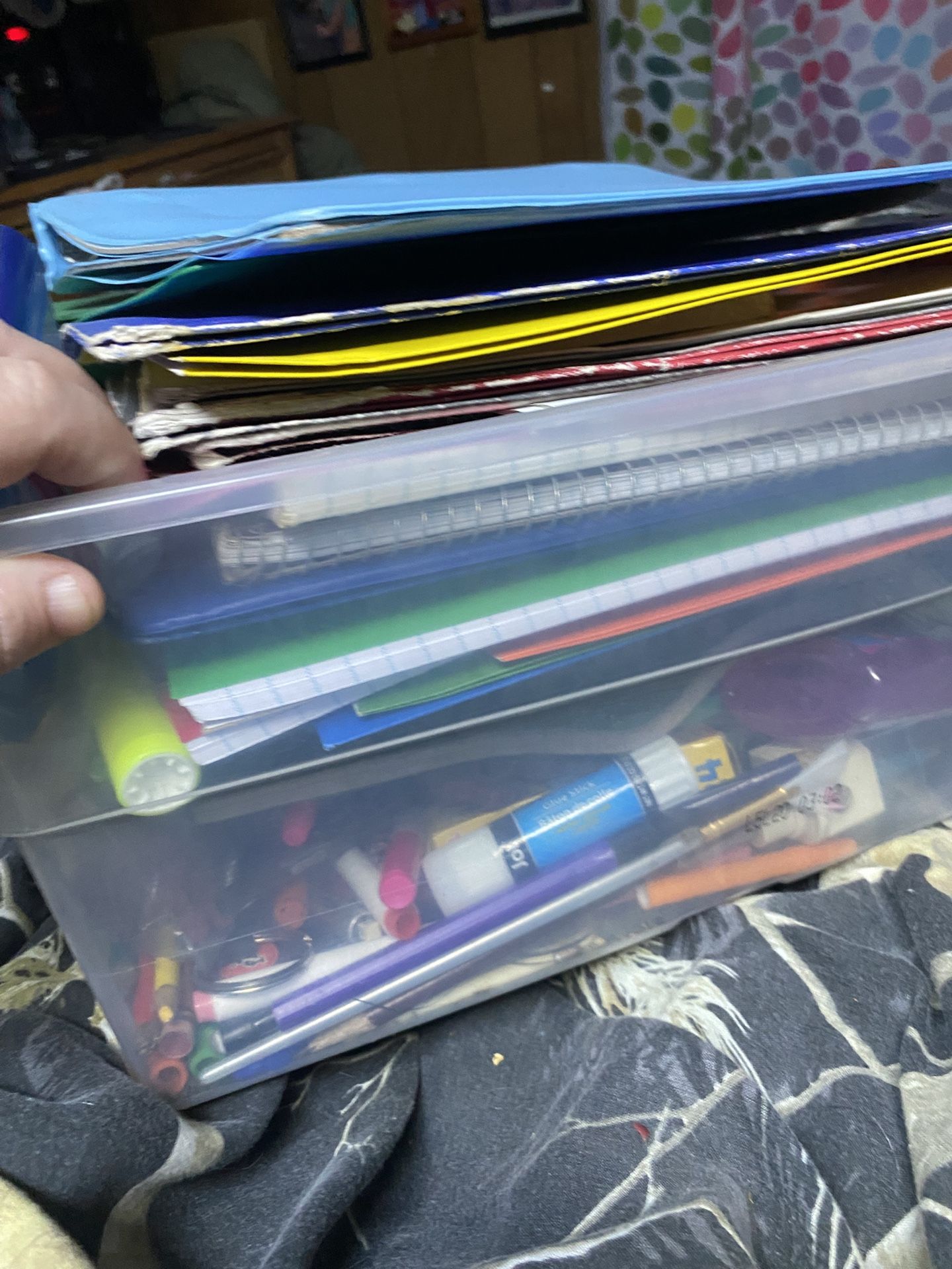 Small Tote Of School Supplies