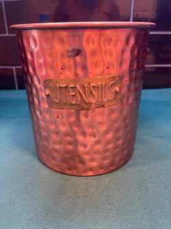 Vintage Hammered copper/brass utensil holder