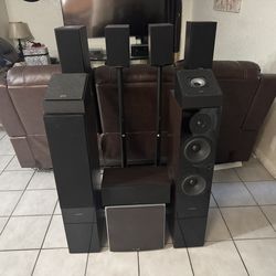 -Fluance Elite high definition surround sound. Includes: 2 floor standing towers, 1 center channel, 2 rear surround speakers. - 2 Polk Audio XT90 Dolb