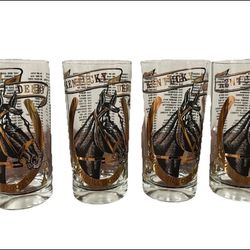 Kentucky Derby Glass Cup Official 1970 Horse Equestrian Mint Julep Set Vintage