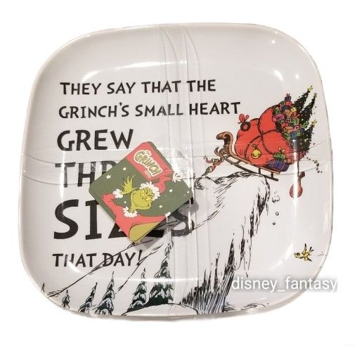 How the Grinch Stole Christmas Melamine 10” Dinner Plates Set Max Dog Sleigh