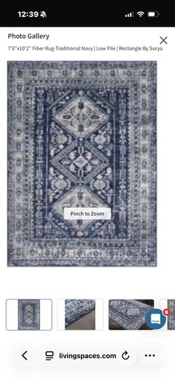 7'8"x10'2" Fiber Rug-Traditional Navy | Low Pile | Rectangle By Surya