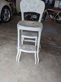 Vintage Metal Step Stool Chair