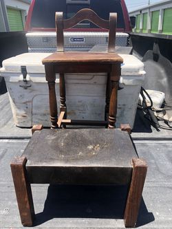 Antique child’s chair and stool