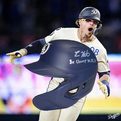 Dodgers Kike Hernandez Signed And Game Used Helmet