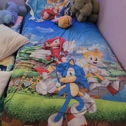 Twin SIZE BED FRAME WITH LED AND MATTRESS I