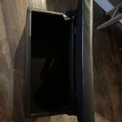 Storage Ottoman Brown Leather 