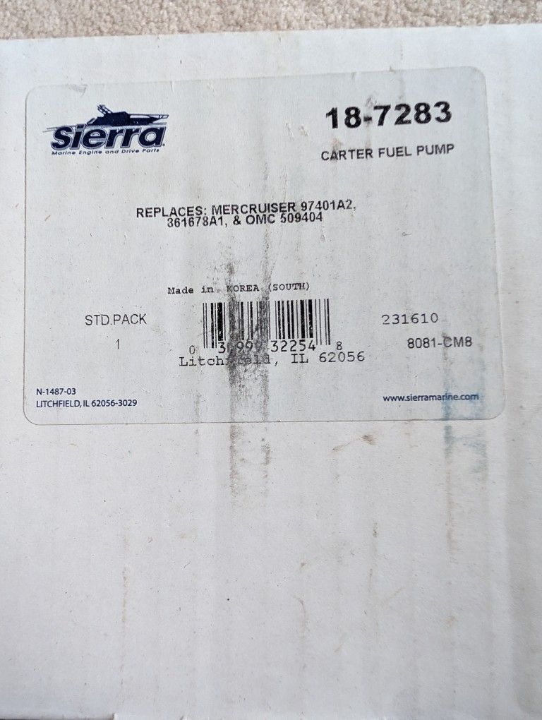 ⚓ NEW Sierra Marine Fuel Pump + Filter – Mercruiser/OMC