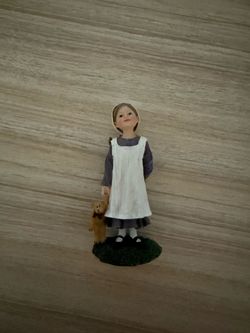 Resin Girl Figurine with Teddy Bear