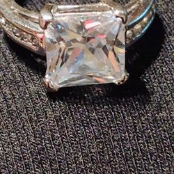 Cushion Cut 925 Silver Size 7 Engagement Ring
