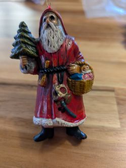 (S20) Vintage Folk Art Santa Claus Christmas Ornament