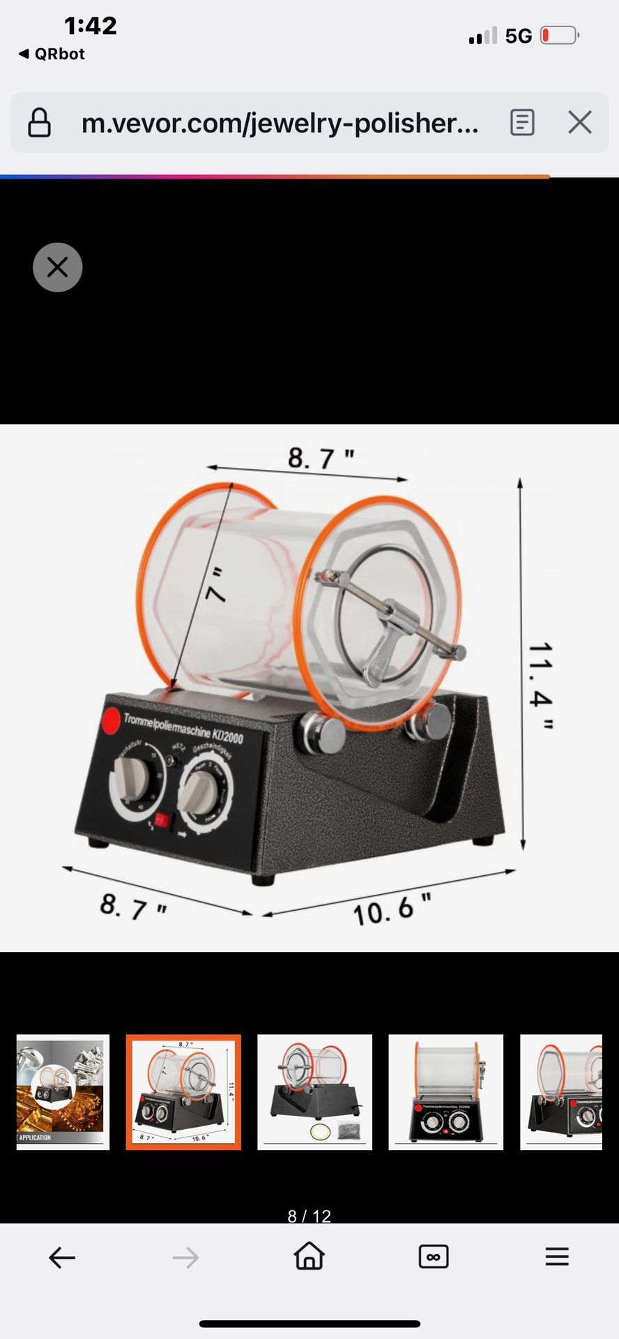 Jewelry Polisher Tumbler 5Kg Capacity Mini Rotary Tumbler Machine with  Timer Jewelry Polisher Finisher for Jewelry Stone (5 Kg Capacity)