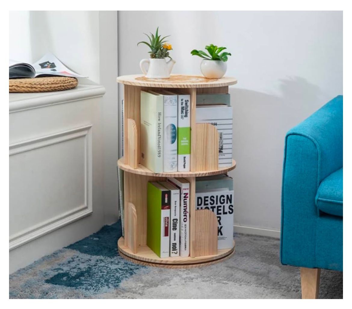 Wooden Rotating Bookshelf
