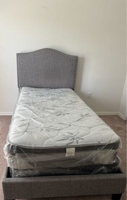 Twin bed frame and mattress
