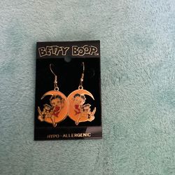 Vintage Betty Boop Earrings, Sitting On The Moon With Bimbo