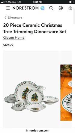Gibson Home 20-Piece Christmas Tree Dinnerware Set