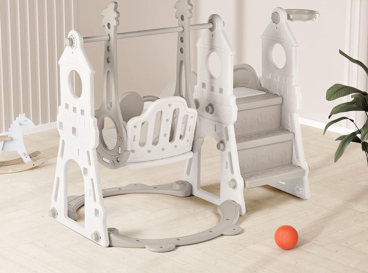 Toddler Indoor Swing Set + Slide – Fully Assembled