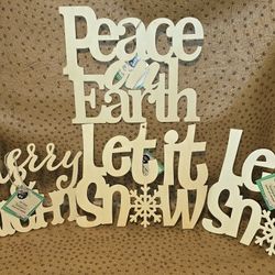4 Nude Wooden Christmas Signs