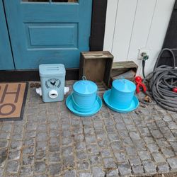 Poultry/Chicken Feeders (2) and (1) Water Dispenser 