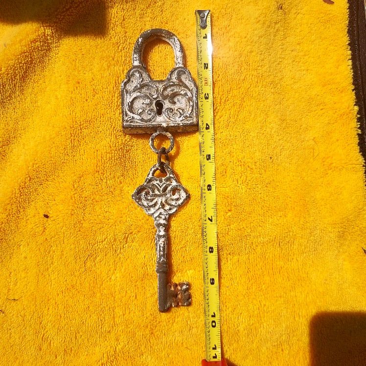 Cast iron lock and key.