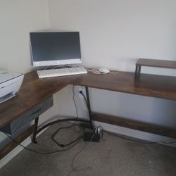 Corner Desk With Shelf And Drawer