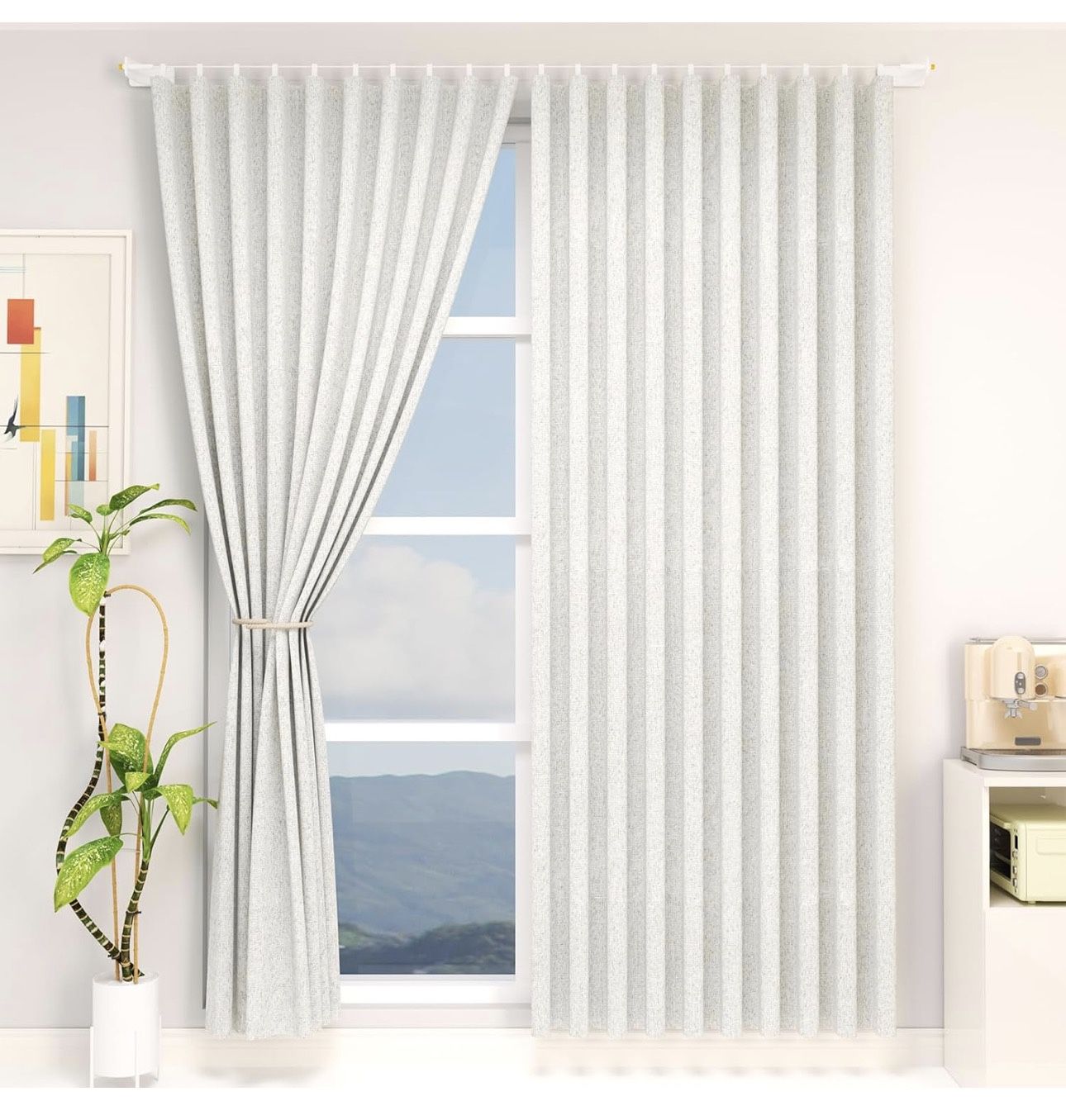 Curtain and Rod Set 84" - Sheer/White