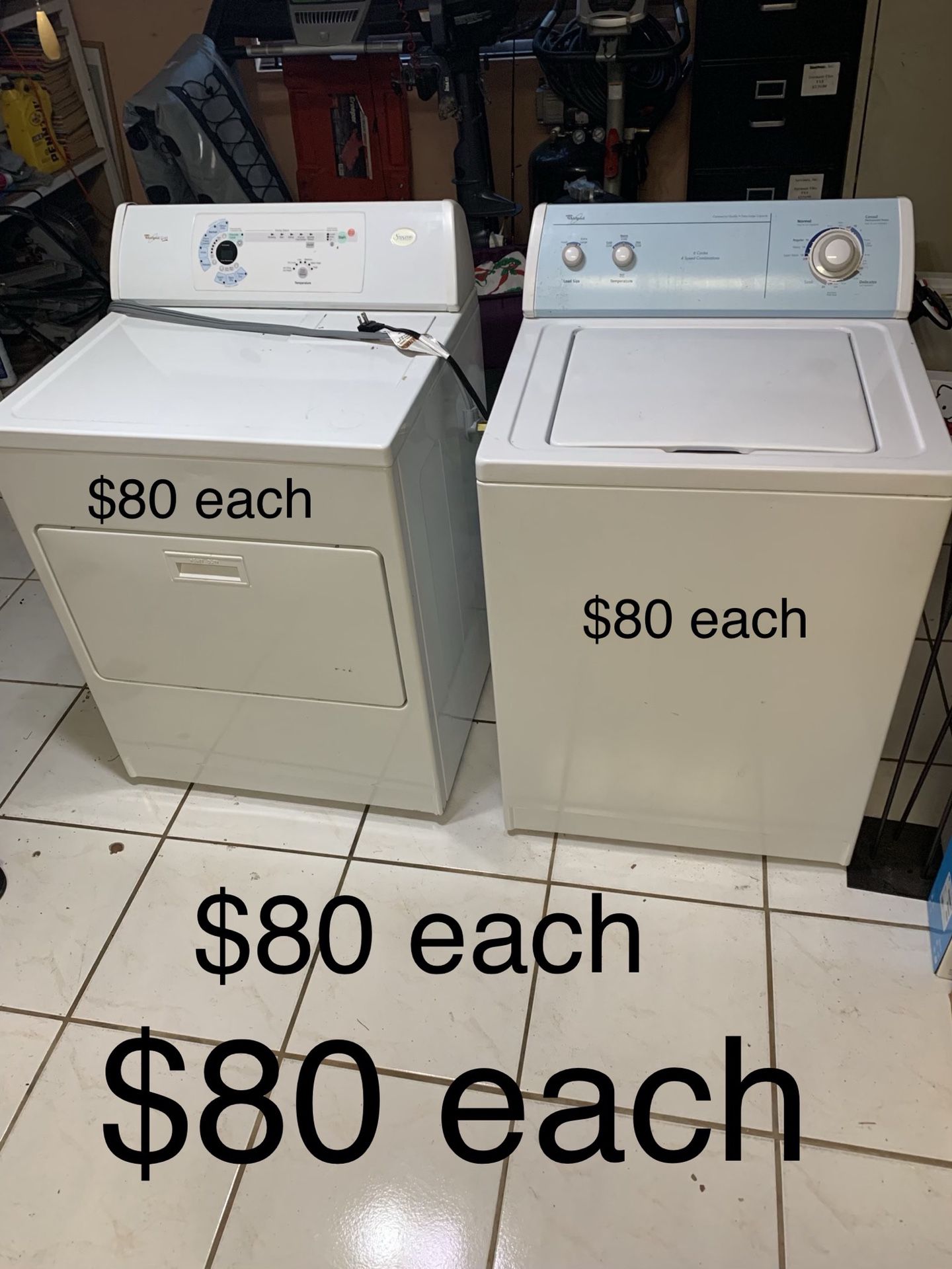 Whirlpool “Washer and Drayer” exelent conditions $80 each