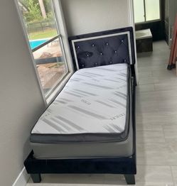 twin size bed frame with mattress in sale