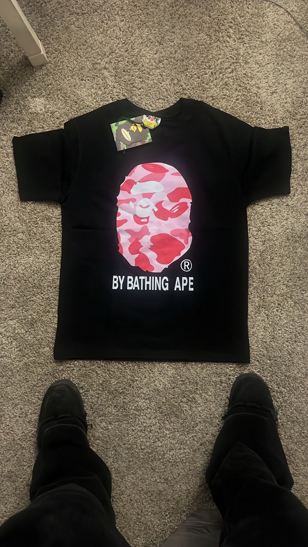 bape pink camo tee