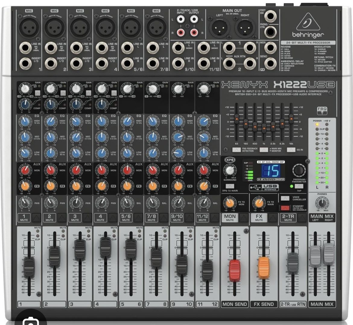 Behringer XENYX X1222USB USB Mixer With Effects Comes With Rig Case