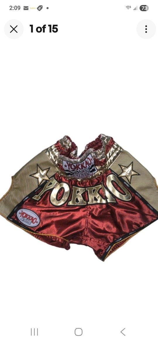 Yokkao Vertical Shorts Mens Size Small Red Gold Embroidered