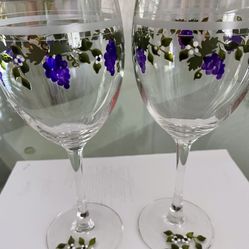 Hand Painted Valentine Heart Wine Glasses, Set of 2