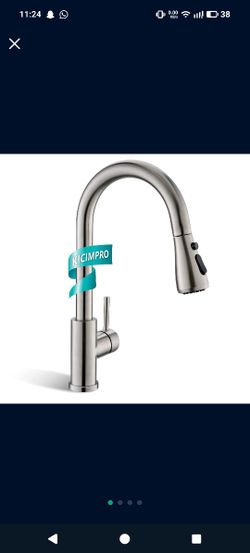 Kicimpro Kitchen Faucet with Pull Down Sprayer Brushed Nickel, High Arc Single Handle Kitchen Sink Faucet with Water Lines, Commercial Modern rv Stain