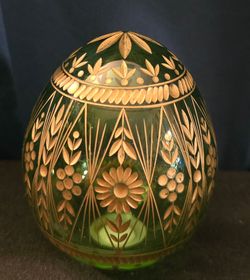 Vintage green glass egg from Russia